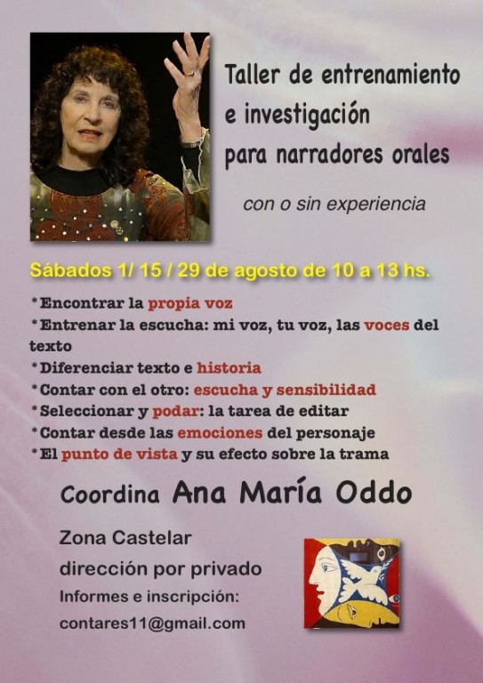 Taller de entrenamiento e investigación para narradores orales. Coordina: Ana María Oddo