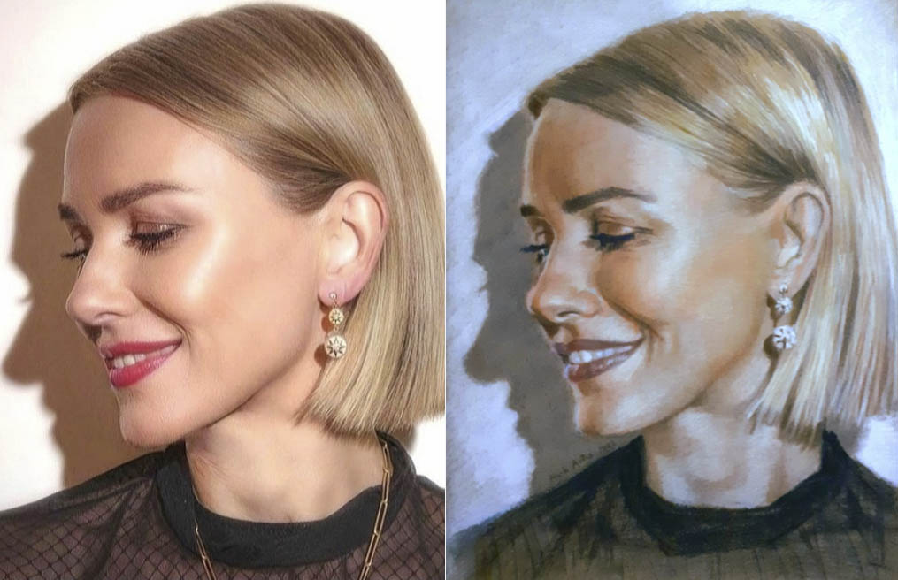 Retrato con lápices de Naomi Watts por Cristián Zárate