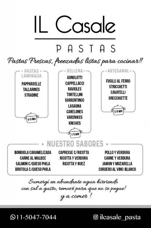 Il Casale - Pastas Frescas en Castelar | Tallarines, Sorrentino, Ravioles, Canelones, Lasagna, Cocina Italia. 